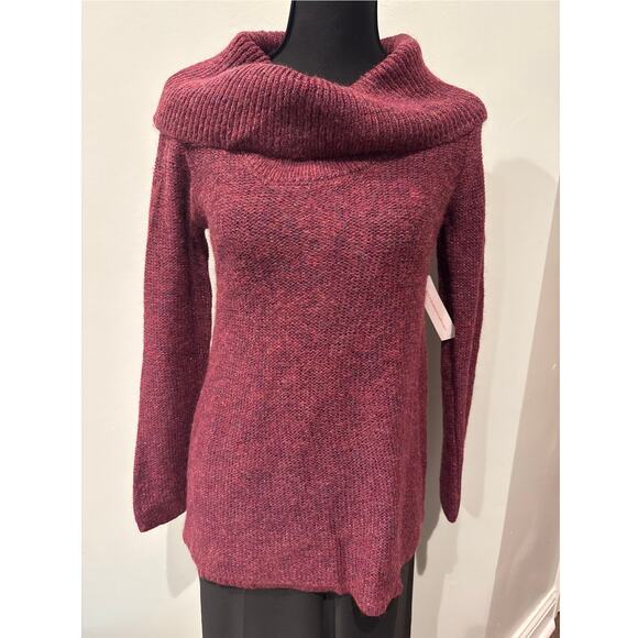 ModCloth Playing it Cowl Tunic Sweater Metallic Purple Burgundy XS NWT - Picture 1 of 8